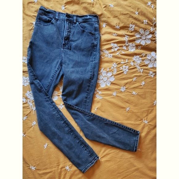 Black Distressed High Rise Skinny Jeans, Express 2 R - Picture 2 of 5